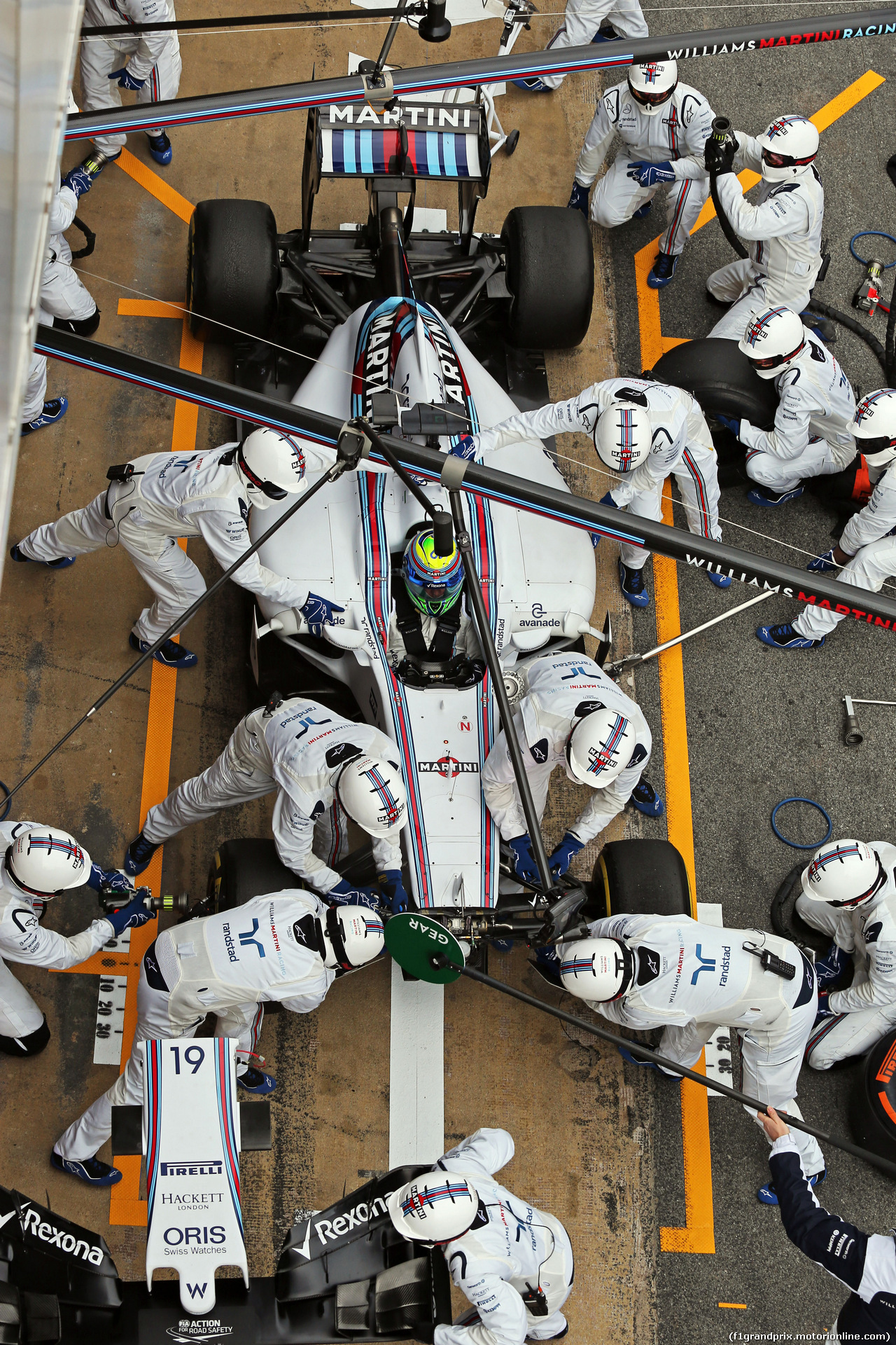 TEST F1 BARCELLONA 21 FEBBRAIO, Felipe Massa (BRA) Williams FW37 practices a pit stop.
21.02.2015.