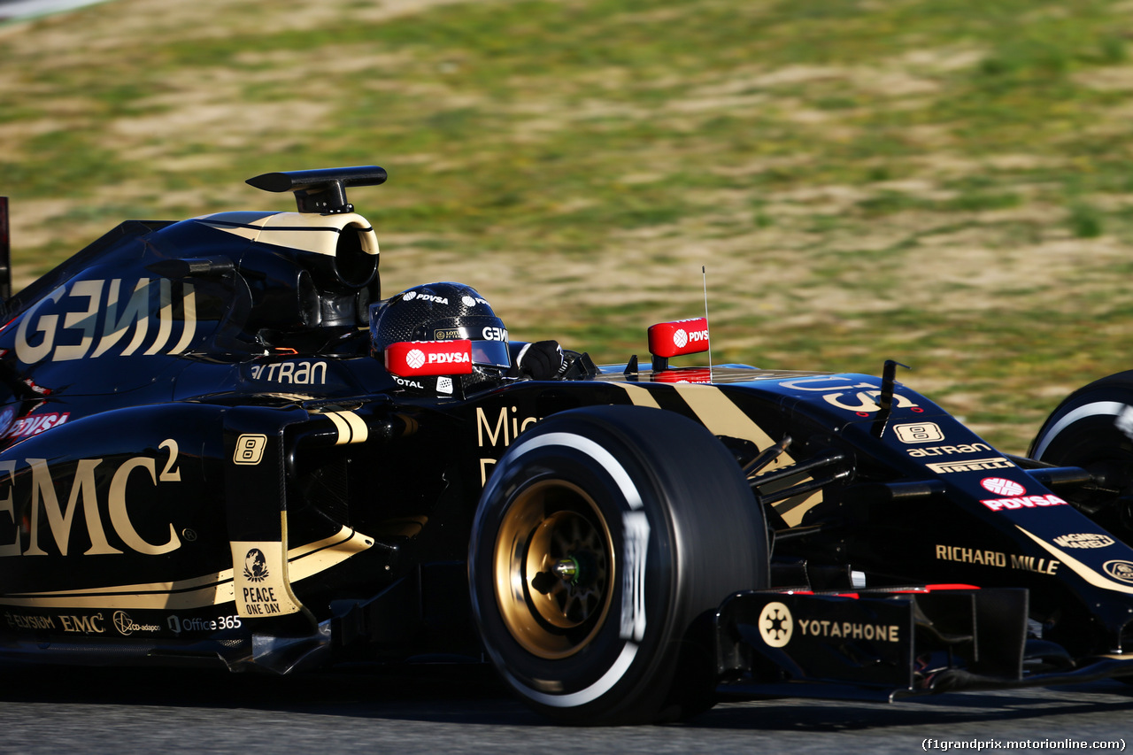 TEST F1 BARCELLONA 22 FEBBRAIO, Romain Grosjean (FRA) Lotus F1 E23.
22.02.2015.