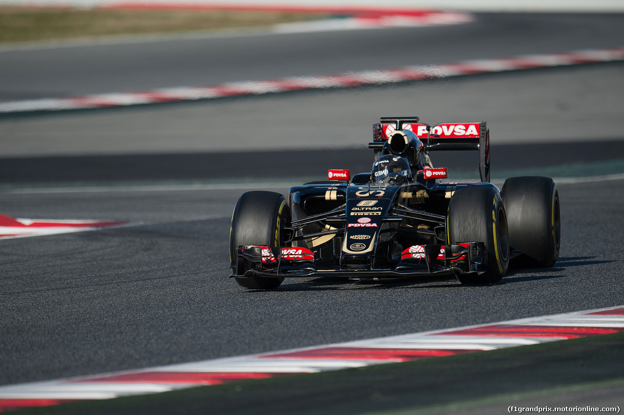 TEST F1 BARCELLONA 22 FEBBRAIO, Romain Grosjean (FRA) Lotus F1 E23.
22.02.2015.