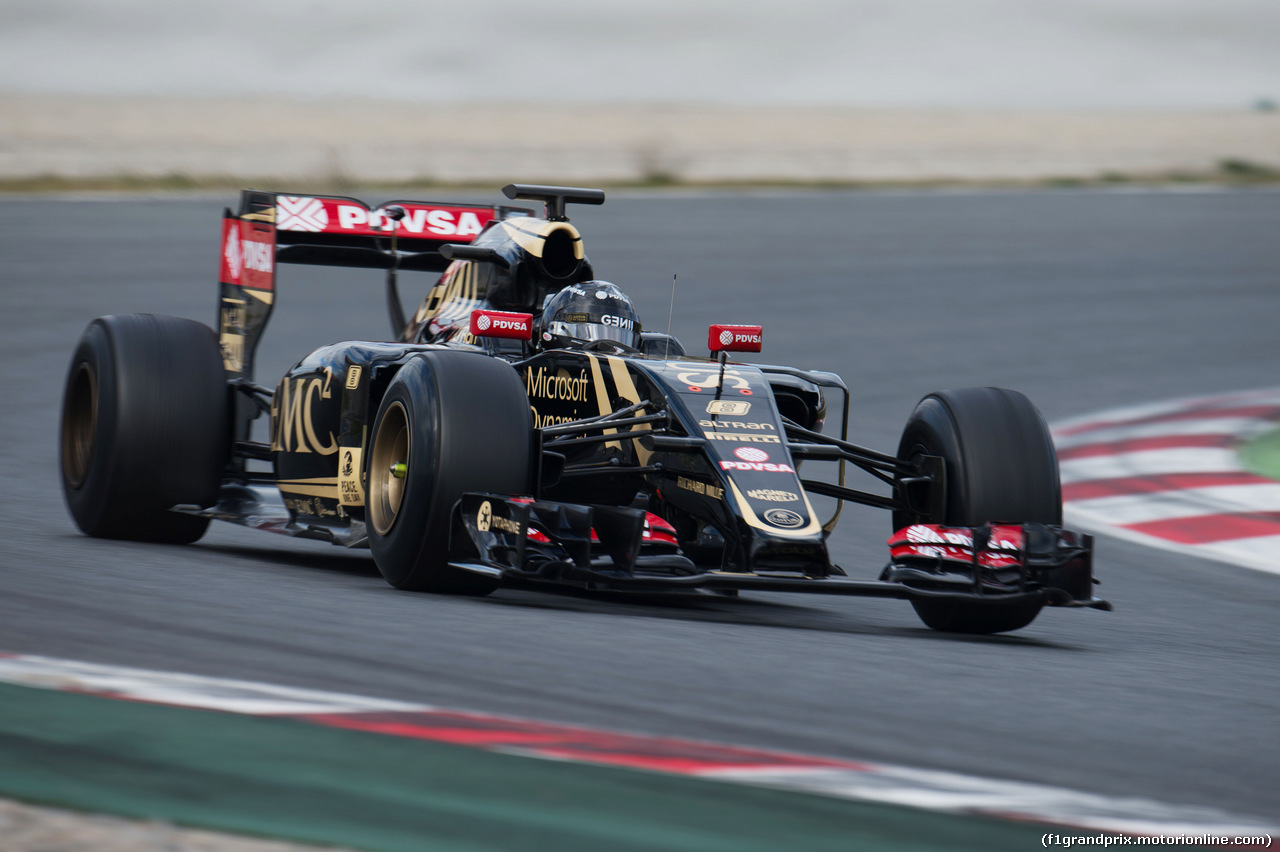 TEST F1 BARCELLONA 26 FEBBRAIO, Romain Grosjean (FRA) Lotus F1 E23.
26.02.2015.