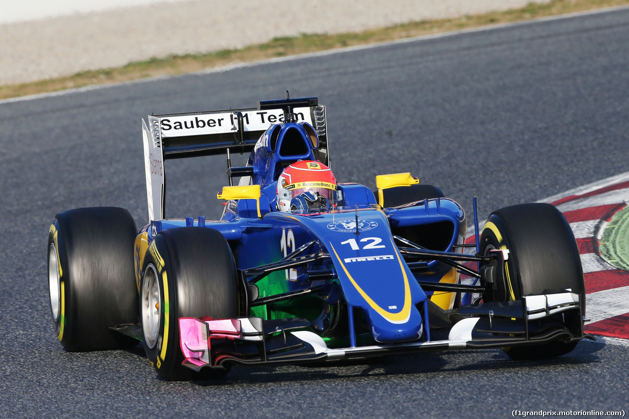 TEST F1 BARCELLONA 27 FEBBRAIO, Felipe Nasr (BRA) Sauber C34 running flow-vis paint.
27.02.2015.