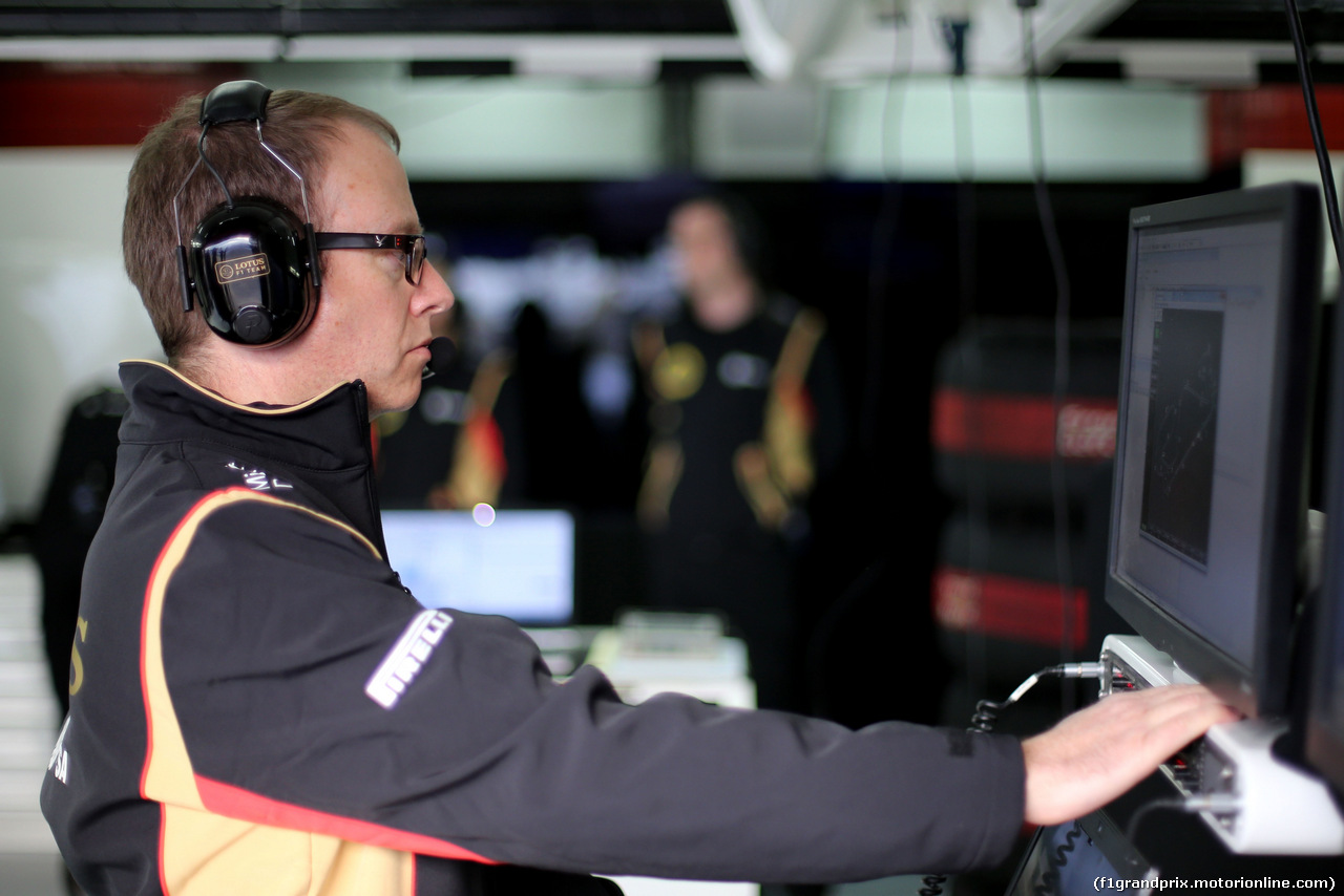 TEST F1 BARCELLONA 27 FEBBRAIO, Mark Slade (GBR), Lotus F1 Team, Gara Engineer 
27.02.2015.