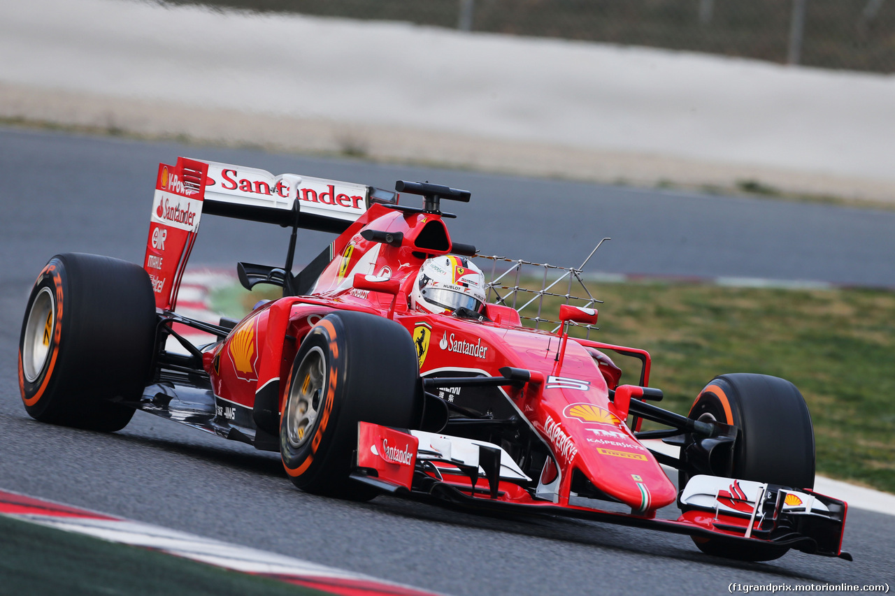 TEST F1 BARCELLONA 27 FEBBRAIO, Sebastian Vettel (GER) Ferrari SF15-T running sensor equipment.
27.02.2015.