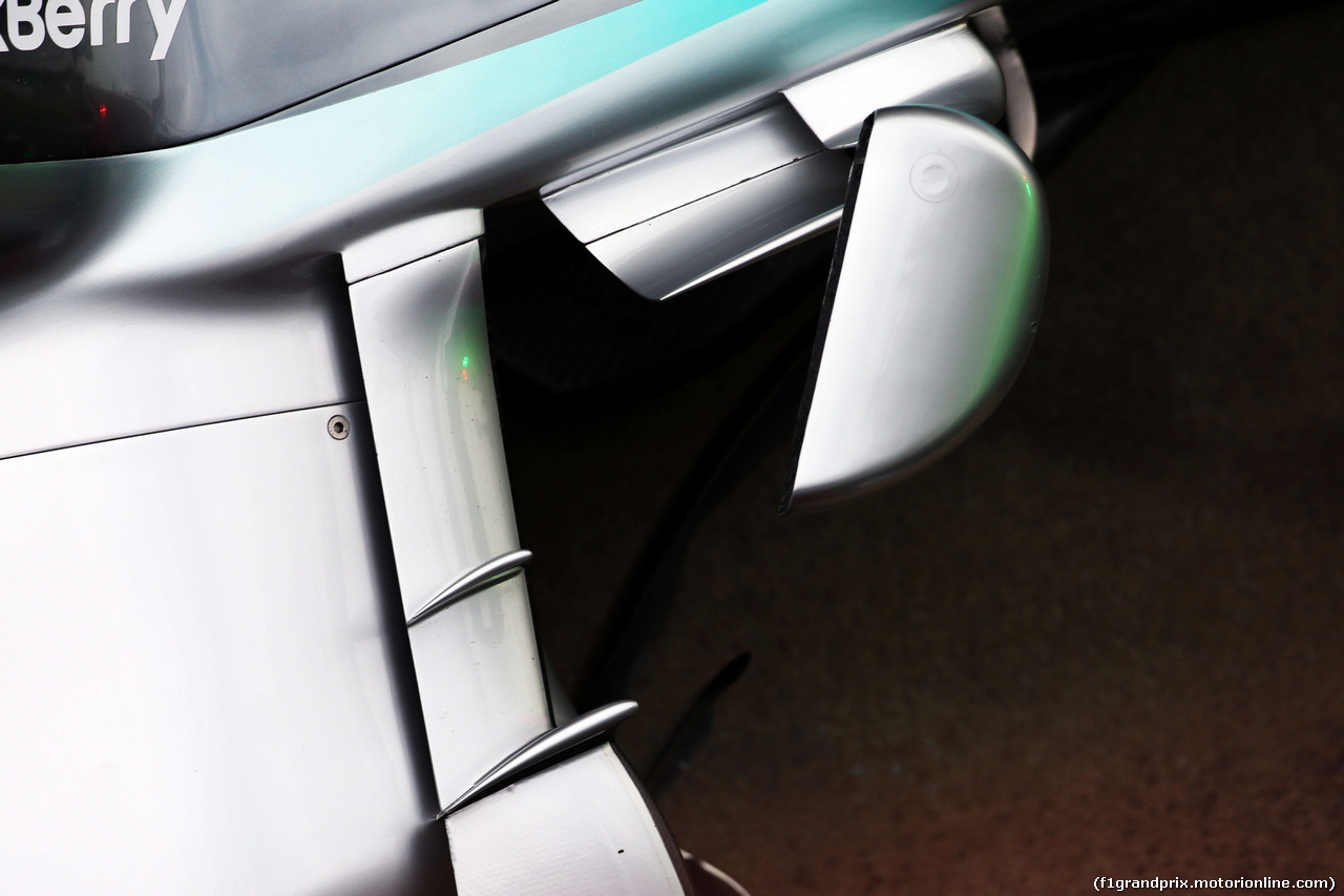 TEST F1 BARCELLONA 27 FEBBRAIO, Mercedes AMG F1 W06 sidepod detail.
27.02.2015.