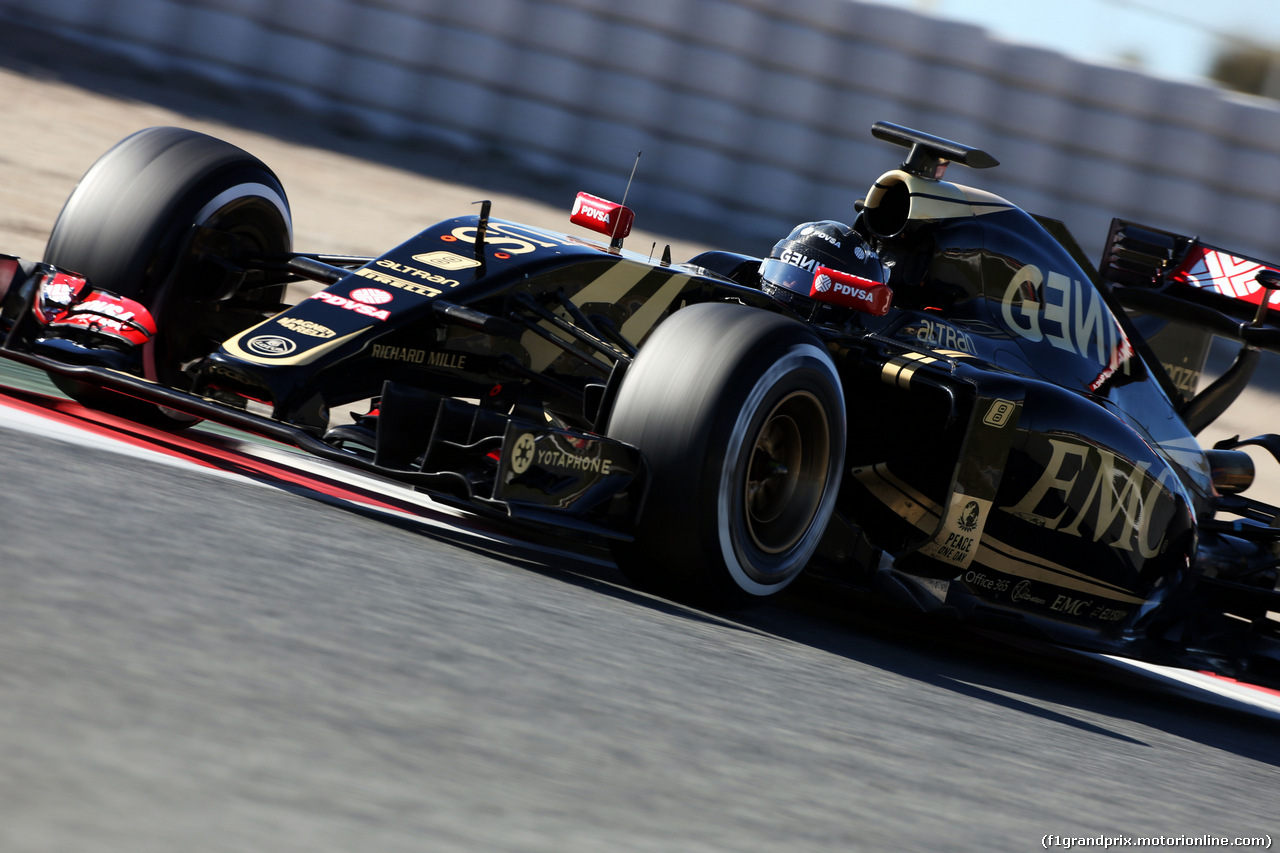 TEST F1 BARCELLONA 28 FEBBRAIO, Romain Grosjean (FRA) Lotus F1 E23.
28.02.2015.