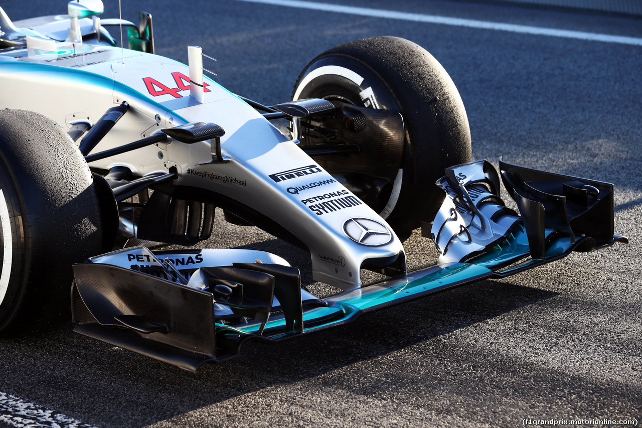 TEST F1 BARCELLONA 28 FEBBRAIO, Mercedes AMG F1 W06 front wing.
28.02.2015.