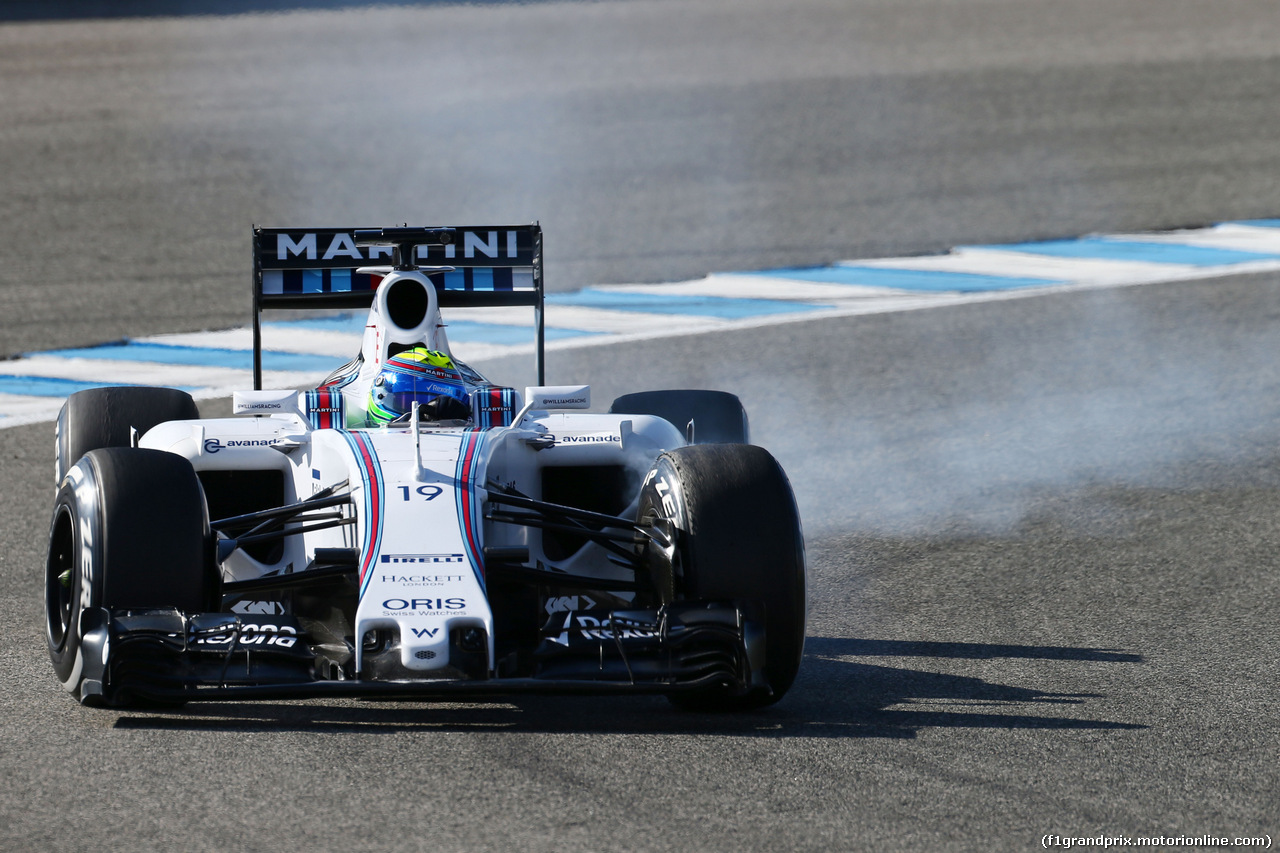 TEST F1 JEREZ 4 FEBBRAIO, Felipe Massa (BRA) Williams FW37 locks up under braking.
04.02.2015.