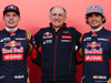TORO ROSSO STR10, (L to R): Max Verstappen (NLD) Scuderia Toro Rosso with Franz Tost (AUT) Scuderia Toro Rosso Team Principal e Carlos Sainz Jr (ESP) Scuderia Toro Rosso.
31.01.2015.