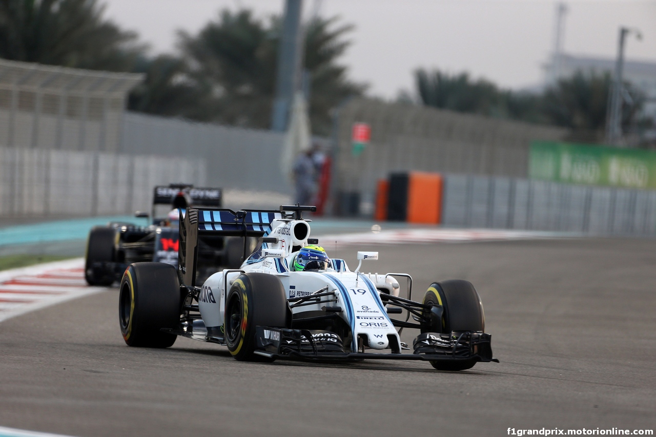 GP ABU DHABI, 27.11.2016 - Gara, Felipe Massa (BRA) Williams FW38 e Fernando Alonso (ESP) McLaren Honda MP4-31