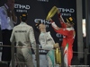 GP ABU DHABI, 27.11.2016 - Gara, 2nd place Nico Rosberg (GER) Mercedes AMG F1 W07 Hybrid e Champion 2016, Lewis Hamilton (GBR) Mercedes AMG F1 W07 Hybrid vincitore e 3rd place Sebastian Vettel (GER) Ferrari SF16-H