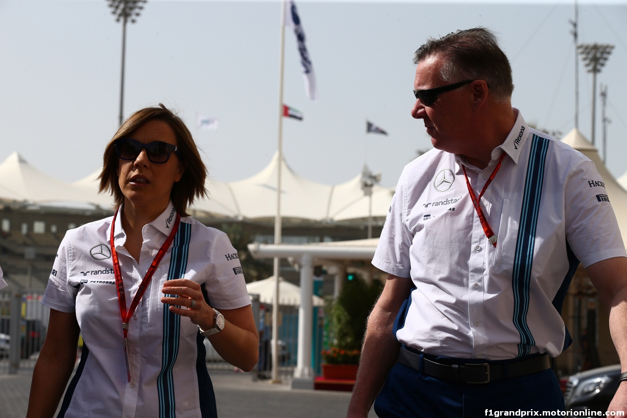 GP ABU DHABI, 25.11.2016 - Prove Libere 1, Claire Williams (GBR) Williams Deputy Team Principal.