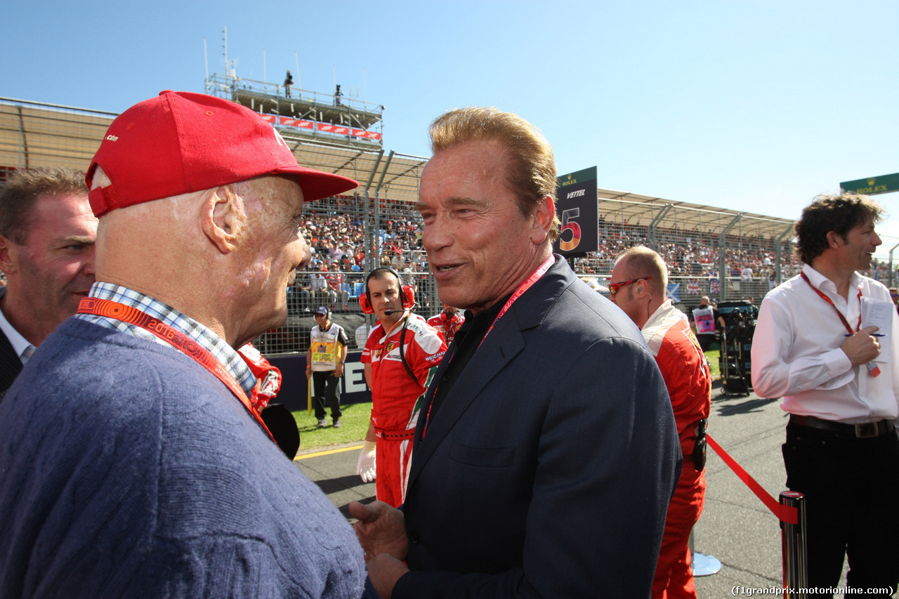 GP AUSTRALIA, 20.03.2016 - Nikki Lauda (AU), Mercedes e Arnold Schwarzenegger (AU), Actor
