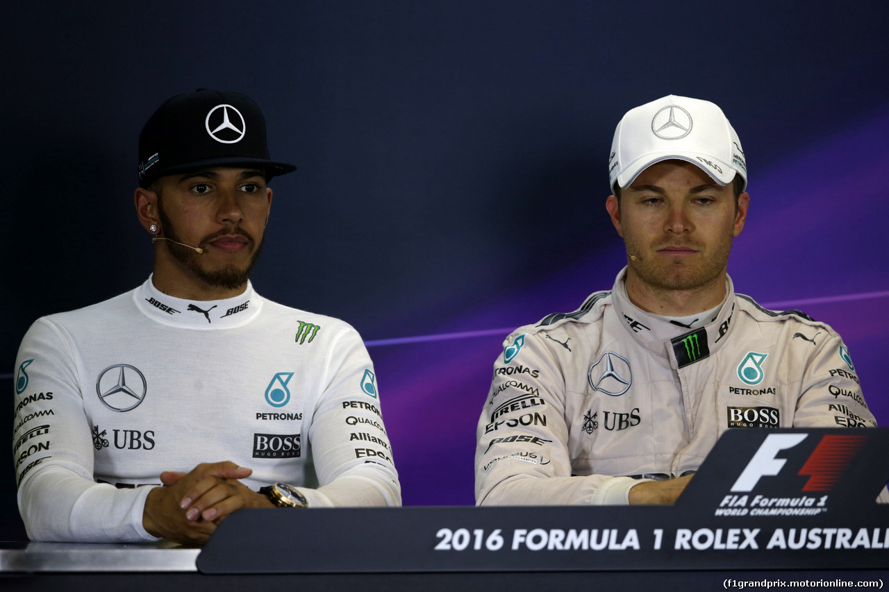 GP AUSTRALIA, 20.03.2016 - Gara, Conferenza Stampa, Lewis Hamilton (GBR) Mercedes AMG F1 W07 Hybrid e Nico Rosberg (GER) Mercedes AMG F1 W07 Hybrid
