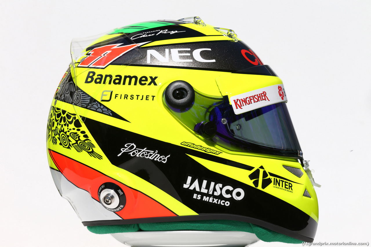 GP AUSTRALIA, 17.03.2016 - The helmet of Sergio Perez (MEX) Sahara Force India F1 VJM09