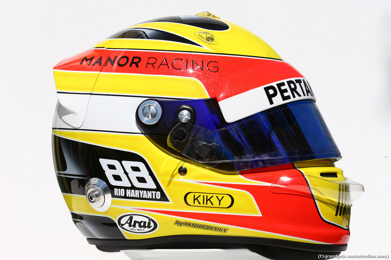GP AUSTRALIA, 17.03.2016 - The helmet of Rio Haryanto (IND) Manor Racing MRT05