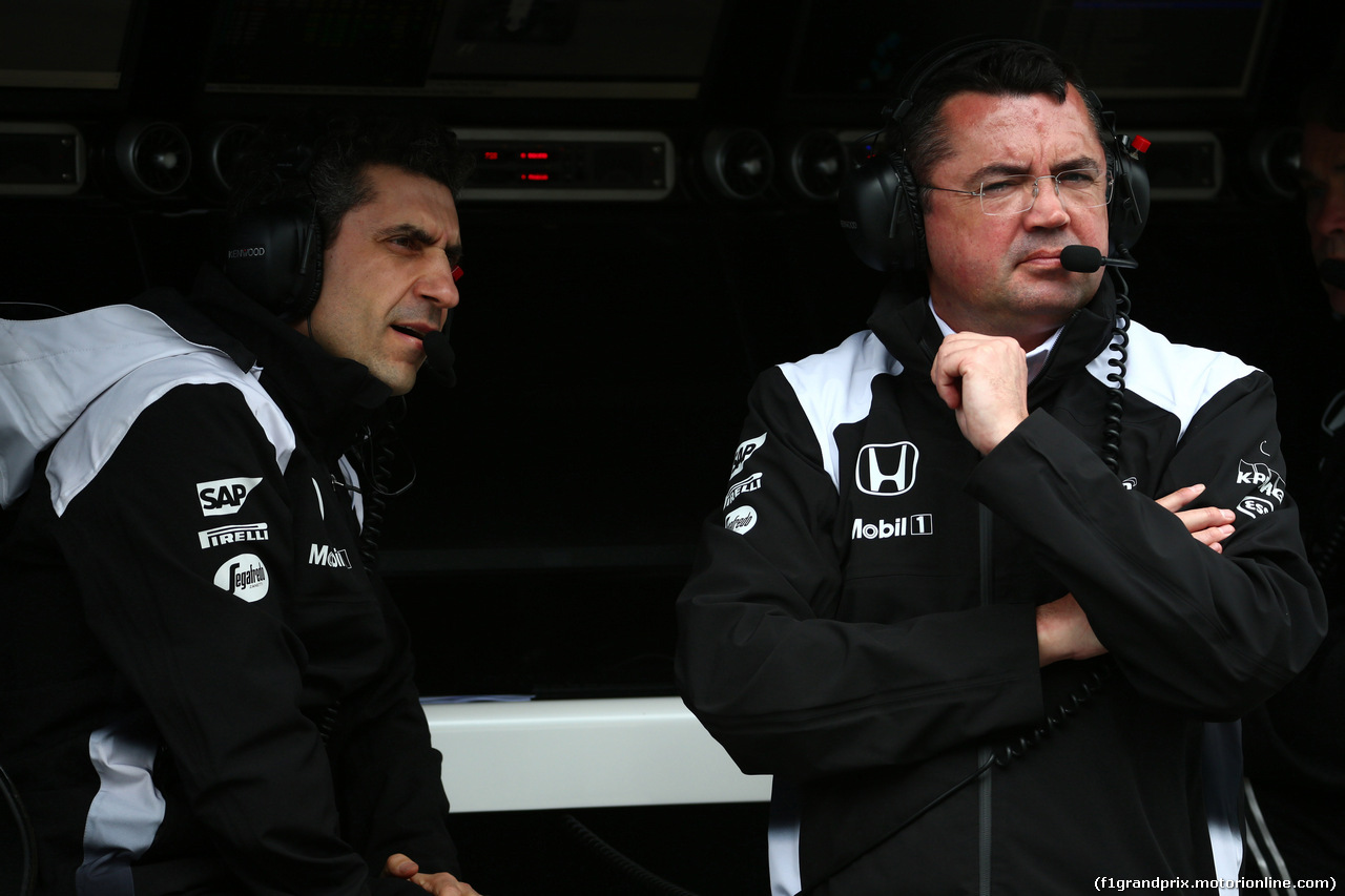 GP AUSTRALIA, 18.03.2016 - Prove Libere 1, Andrea Stella (ITA) Mclaren race Engineer e Eric Boullier (FRA) McLaren Racing Director
