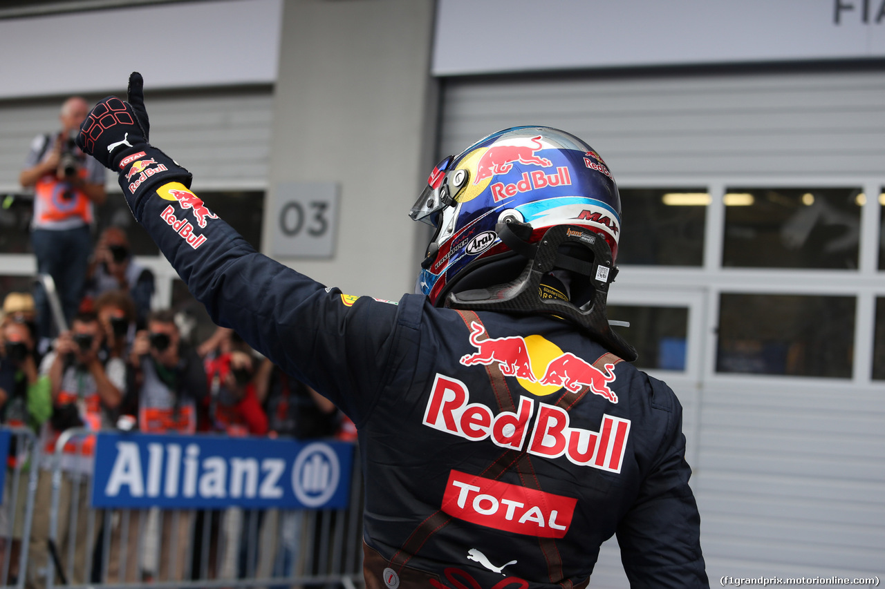 GP AUSTRIA, 03.07.2016 - Podium, Festeggiamenti in parc fermee, Max Verstappen (NED) Red Bull Racing RB12