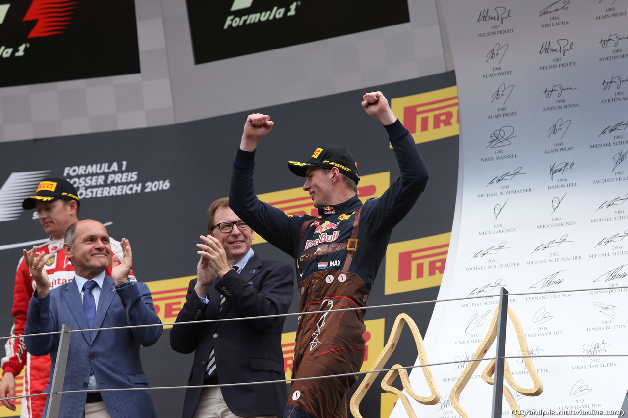 GP AUSTRIA, 03.07.2016 - Podium, 2nd place Max Verstappen (NED) Red Bull Racing RB12