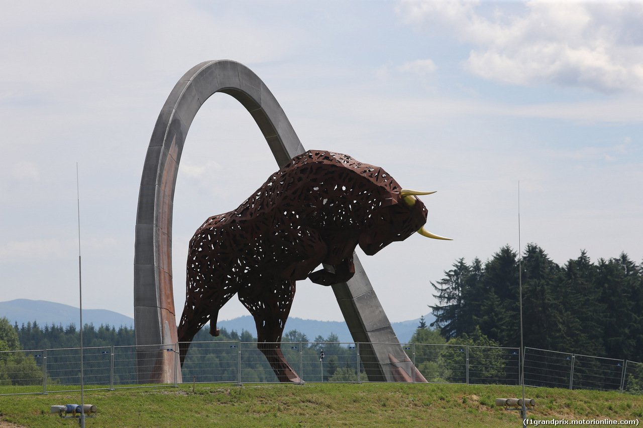 GP AUSTRIA, 30.06.2016- Sculpture of a Redbull Logo Bull