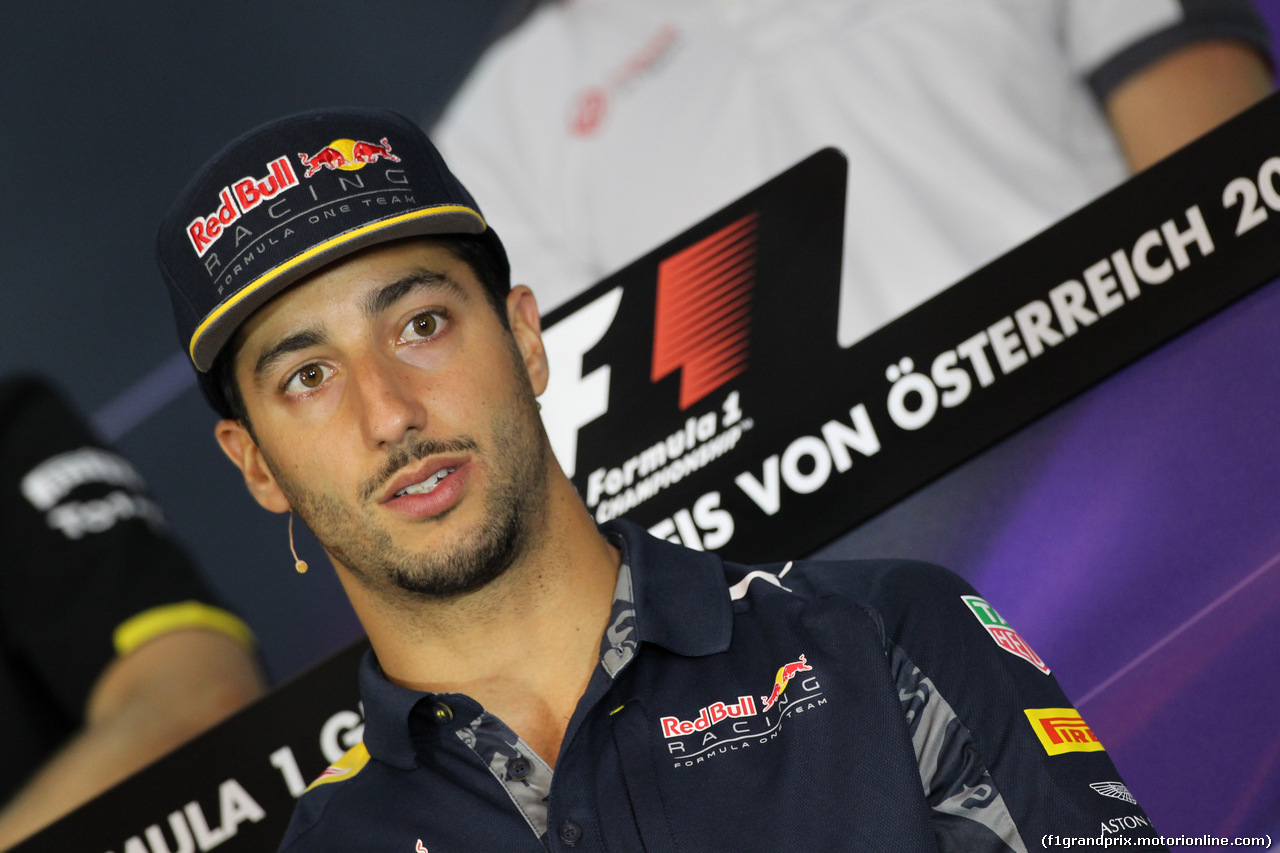 GP AUSTRIA, 30.06.2016- Giovedi' Press Conference,  Daniel Ricciardo (AUS) Red Bull Racing RB12