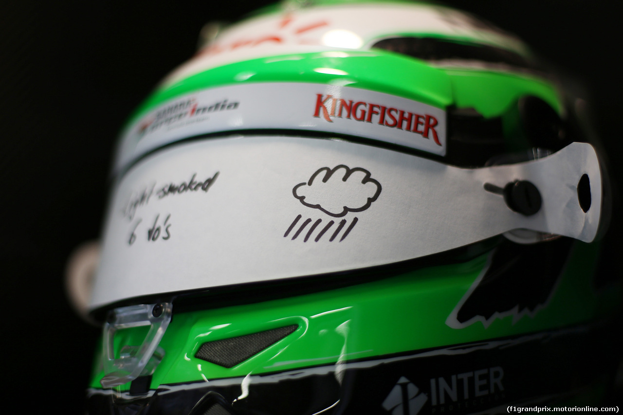 GP AUSTRIA, 01.07.2016 - Prove Libere 1, The helmet of Nico Hulkenberg (GER) Sahara Force India F1 VJM09