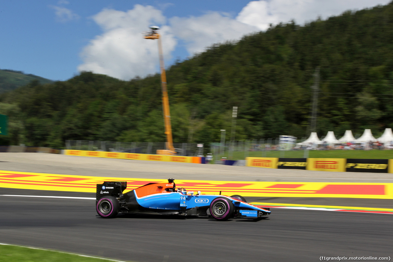 GP AUSTRIA, 01.07.2016 - Prove Libere 1, Pascal Wehrlein (GER) Manor Racing MRT05