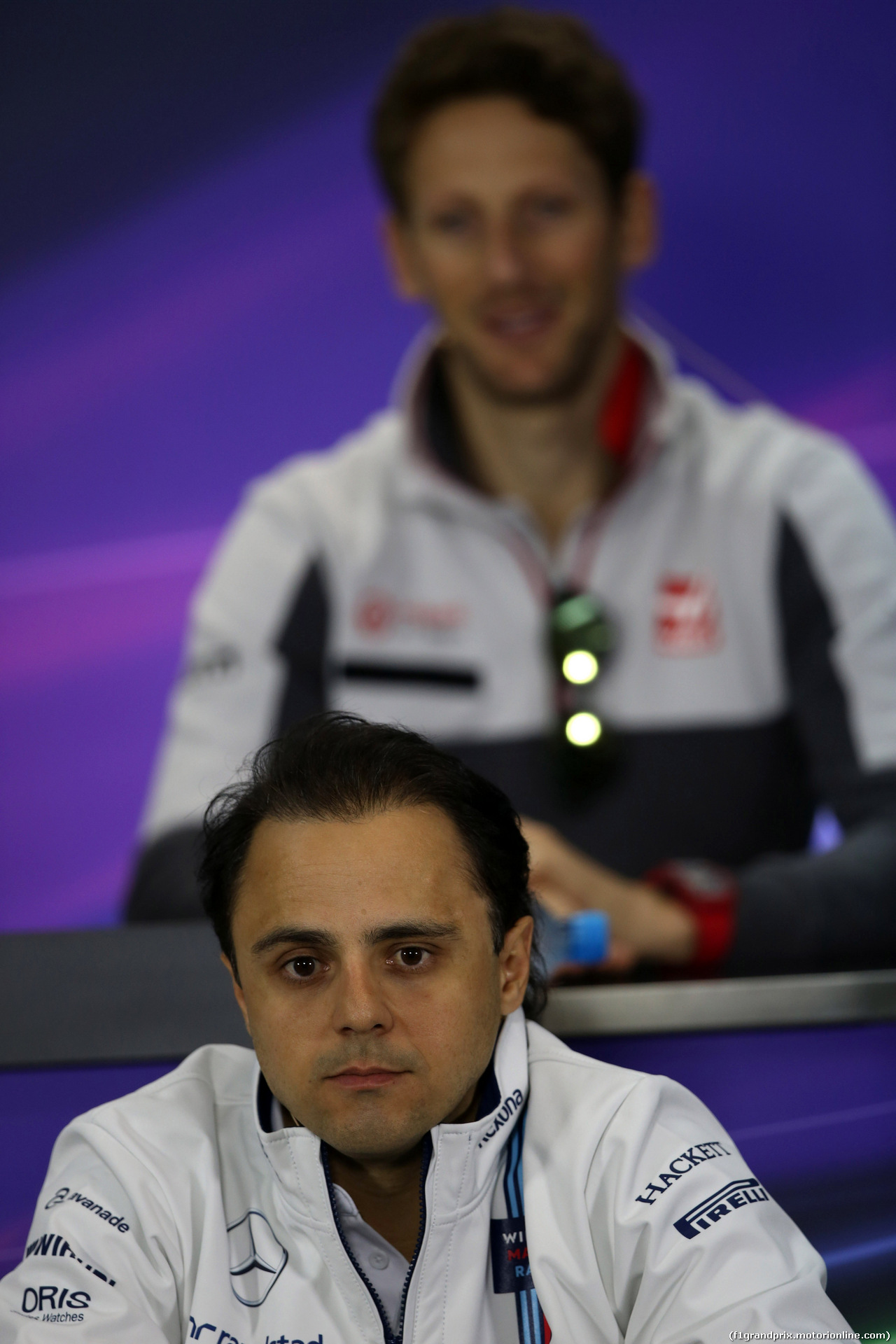 GP BAHRAIN, 31.03.2016 - Felipe Massa (BRA) Williams FW38 e Romain Grosjean (FRA) Haas F1 Team VF-16