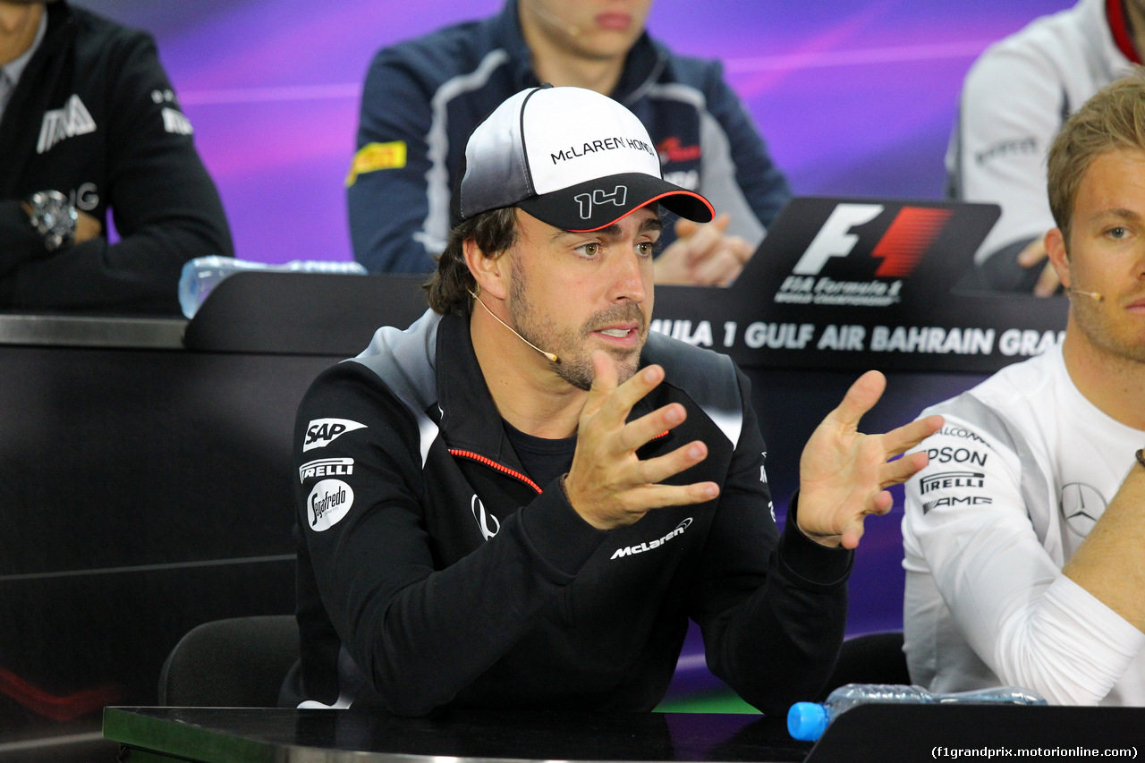 GP BAHRAIN, 31.03.2016 - Conferenza Stampa, Fernando Alonso (ESP) McLaren Honda MP4-31