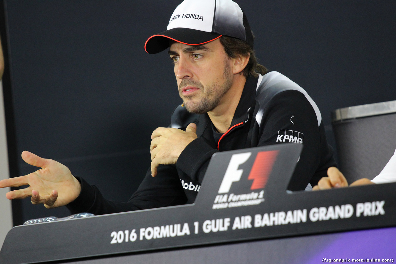 GP BAHRAIN, 31.03.2016 - Conferenza Stampa, Fernando Alonso (ESP) McLaren Honda MP4-31