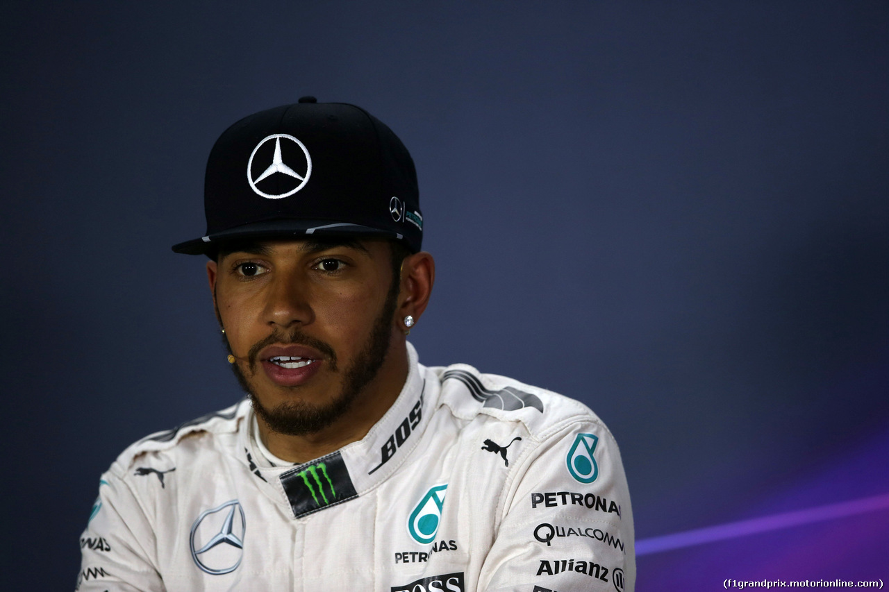 GP BAHRAIN, 02.04.2016 - Qualifiche, Conferenza Stampa, Lewis Hamilton (GBR) Mercedes AMG F1 W07 Hybrid