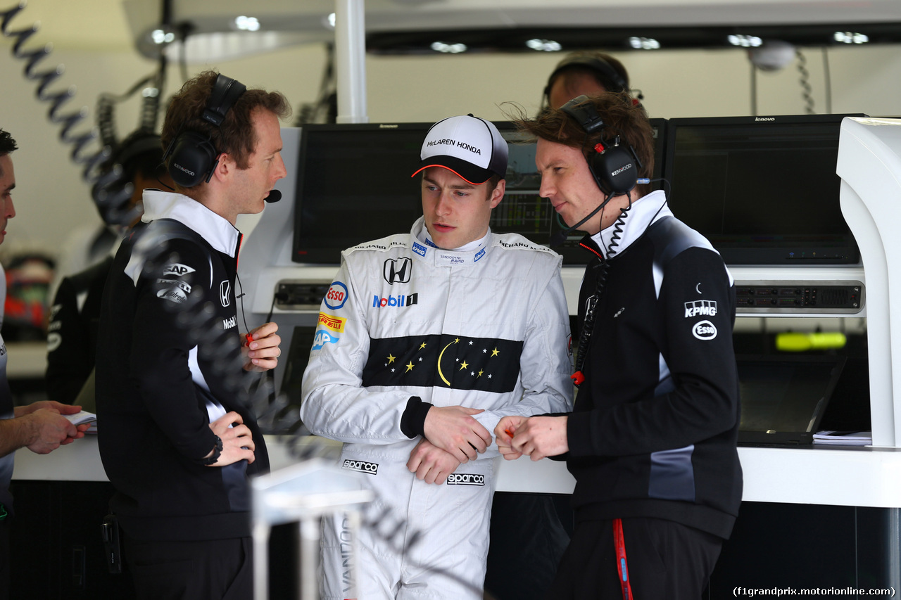 GP BAHRAIN, 01.04.2016 - Prove Libere 1, Stoffel Vandoorne (BEL) McLaren Test e Reserve Driver