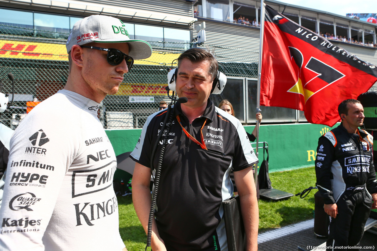 GP BELGIO, Nico Hulkenberg (GER) Sahara Force India F1 on the grid.
28.08.2016. Gara