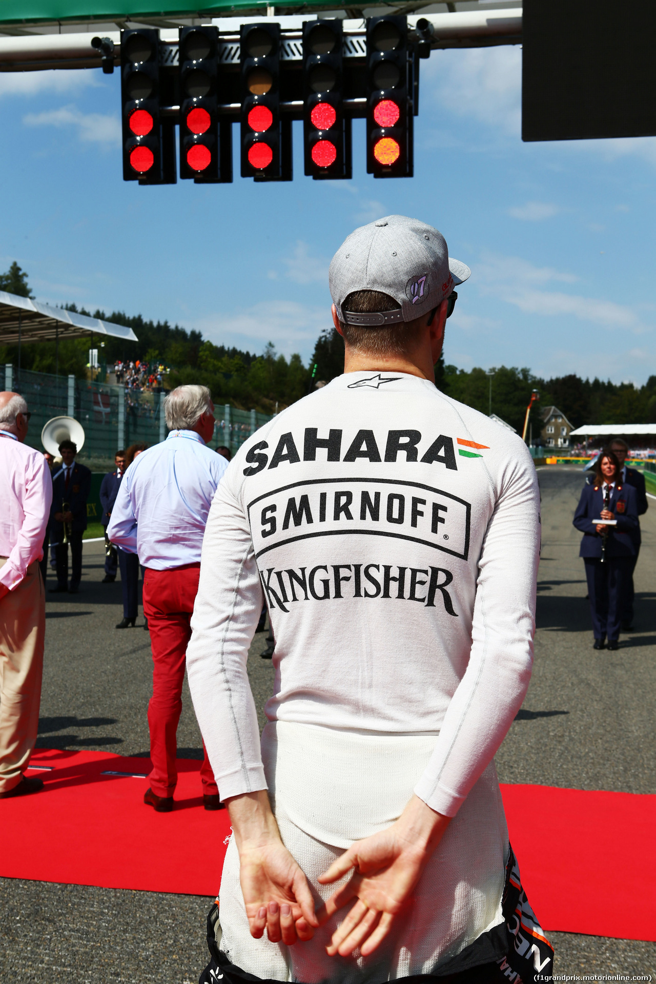 GP BELGIO, Nico Hulkenberg (GER) Sahara Force India F1 as the grid observes the national anthem.
28.08.2016. F