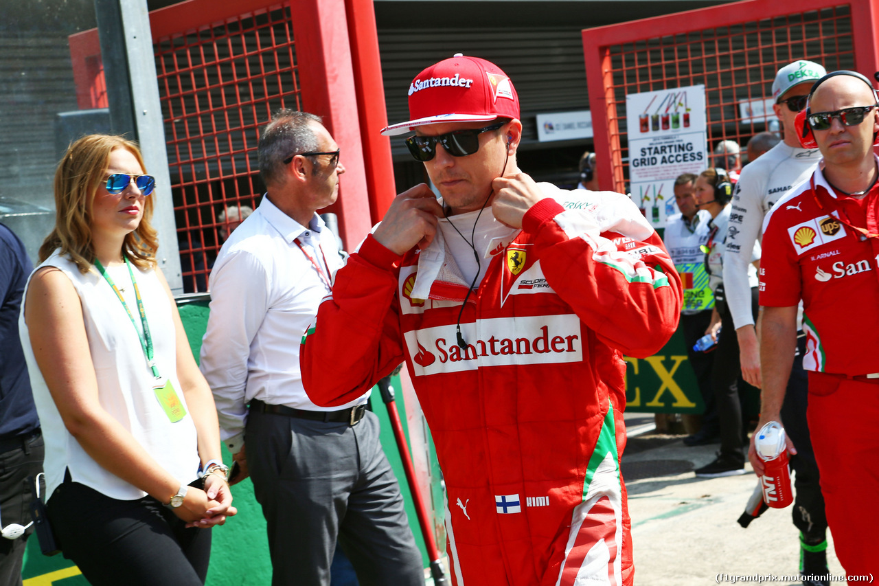 GP BELGIO, Kimi Raikkonen (FIN) Ferrari on the grid.
28.08.2016. Gara