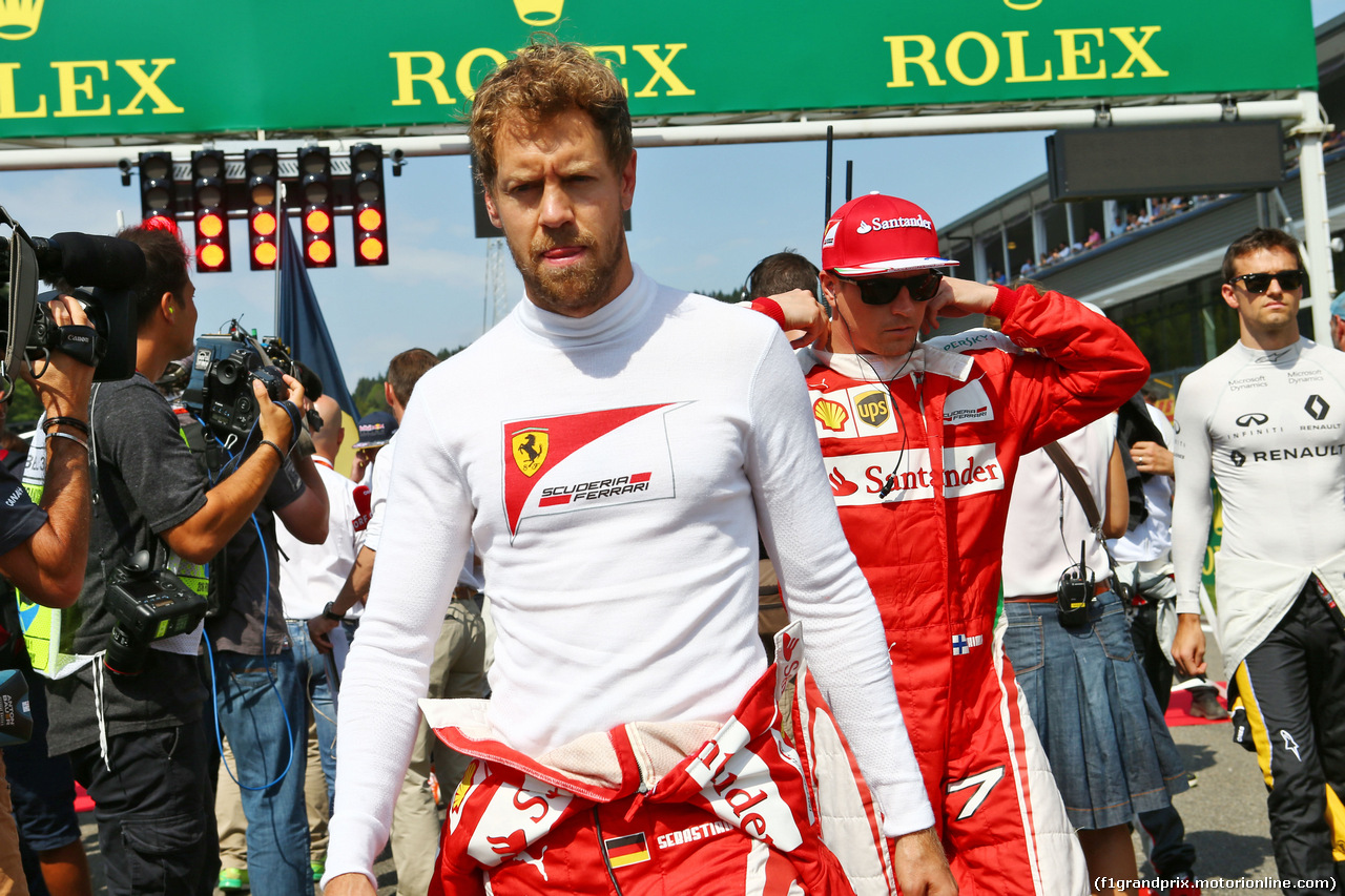 GP BELGIO, Sebastian Vettel (GER) Ferrari on the grid.
28.08.2016. Gara
