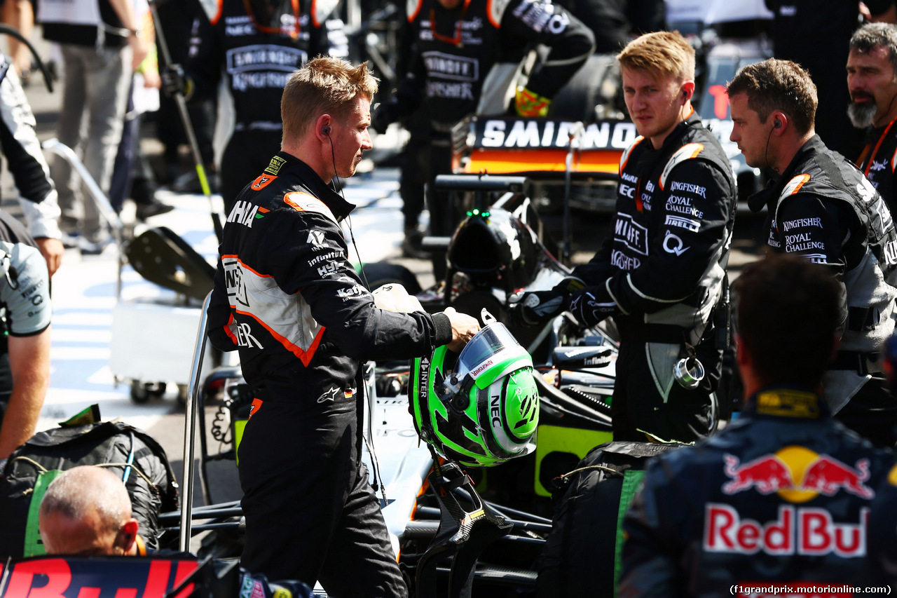 GP BELGIO, Nico Hulkenberg (GER) Sahara Force India F1 in the pits as the race is stopped.
28.08.2016. Gara