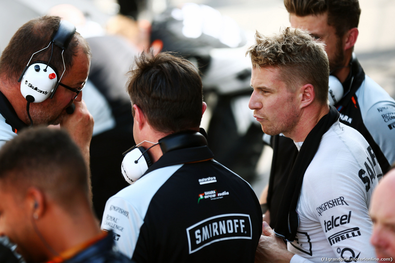 GP BELGIO, Nico Hulkenberg (GER) Sahara Force India F1  in the pits as the race is stopped.
28.08.2016. Gara