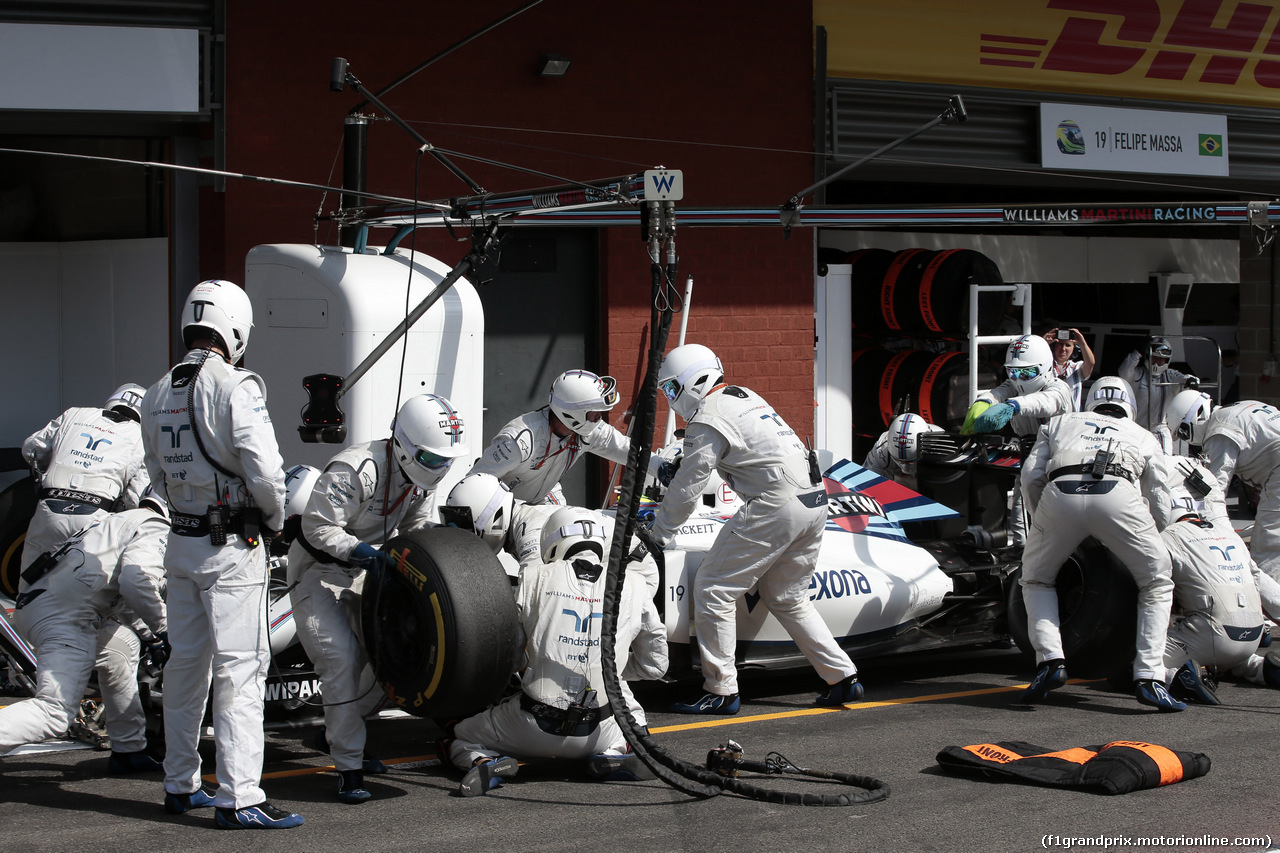 GP BELGIO, 28.08.2016 - Gara, Pit stop, Felipe Massa (BRA) Williams FW38