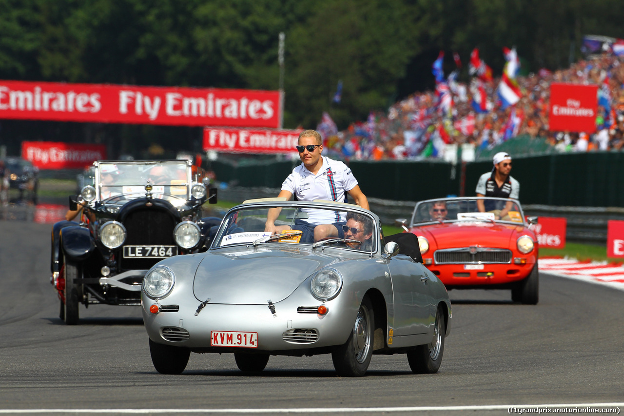 GP BELGIO, 28.08.2016 - Valtteri Bottas (FIN) Williams FW38 at drivers parade