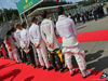 GP BELGIO, (L to R): Nico Hulkenberg (GER) Sahara Force India F1; Romain Grosjean (FRA) Haas F1 Team; Jenson Button (GBR) McLaren; Jolyon Palmer (GBR) Renault Sport F1 Team; e Pascal Wehrlein (GER) Manor Racing, as the grid observes the national anthem.
28.08.2016. Gara