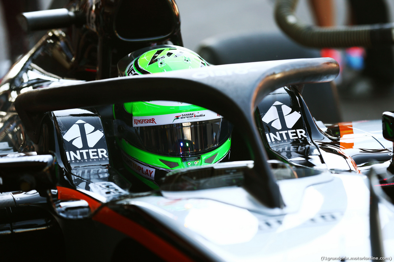 GP BELGIO, Nico Hulkenberg (GER) Sahara Force India F1 VJM09 running the Halo cockpit cover.
26.08.2016. Prove Libere 1