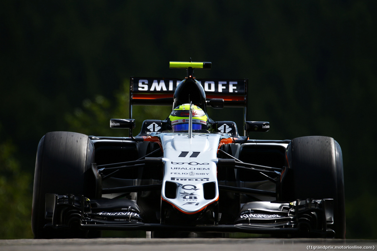 GP BELGIO, Sergio Perez (MEX) Sahara Force India F1 VJM09.
26.08.2016. Prove Libere 1