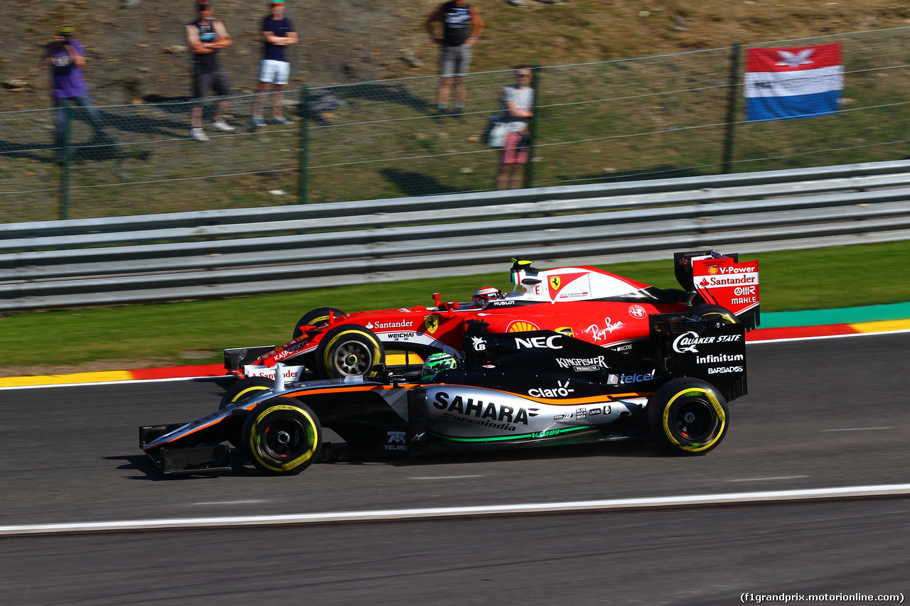 GP BELGIO, 26.08.2016 - Prove Libere 1, Kimi Raikkonen (FIN) Ferrari SF16-H e Nico Hulkenberg (GER) Sahara Force India F1 VJM09