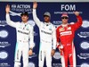 GP BRASILE, 12.11.2016 - Qualifiche, secondo Nico Rosberg (GER) Mercedes AMG F1 W07 Hybrid, Lewis Hamilton (GBR) Mercedes AMG F1 W07 Hybrid pole position e terzo Kimi Raikkonen (FIN) Ferrari SF16-H