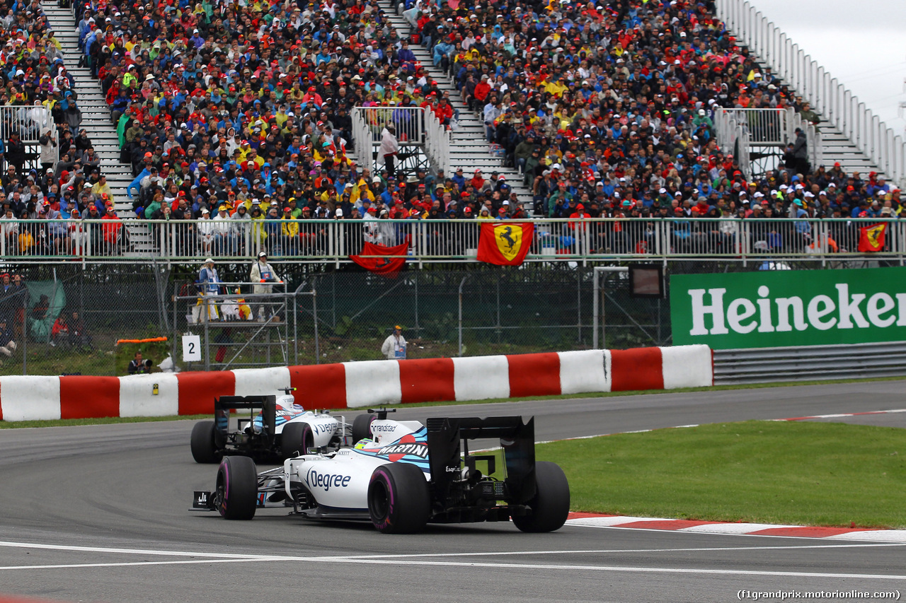 GP CANADA, 12.06.2016 - Gara, Felipe Massa (BRA) Williams FW38 e Valtteri Bottas (FIN) Williams FW38