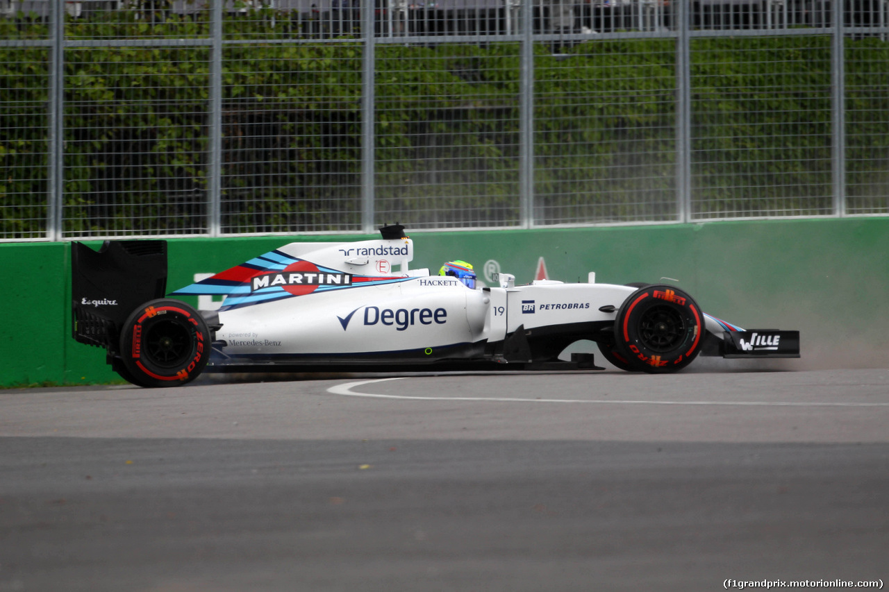 GP CANADA, 10.06.2016 - Prove Libere 1, Crash, Felipe Massa (BRA) Williams FW38