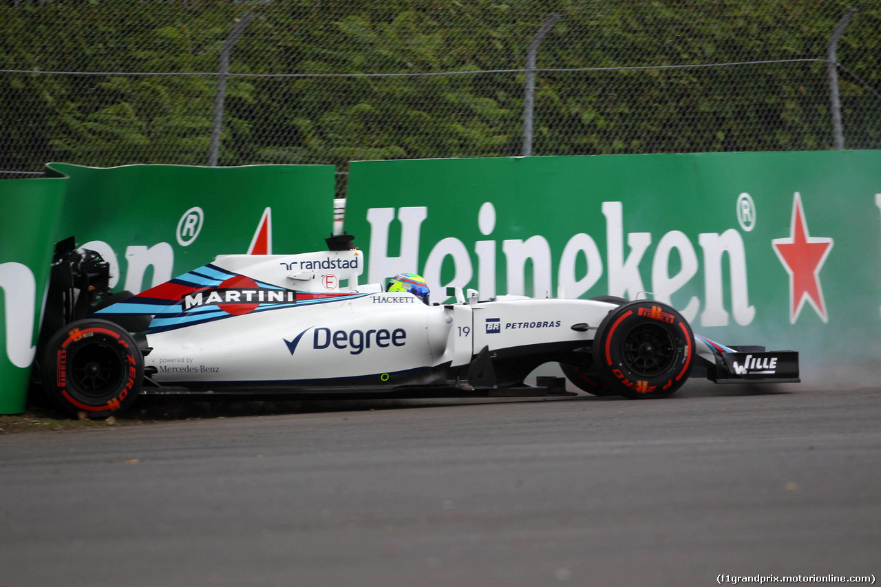 GP CANADA, 10.06.2016 - Prove Libere 1, Crash, Felipe Massa (BRA) Williams FW38