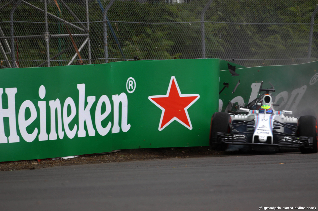 GP CANADA, 10.06.2016 - Prove Libere 1, Crash, Felipe Massa (BRA) Williams FW38