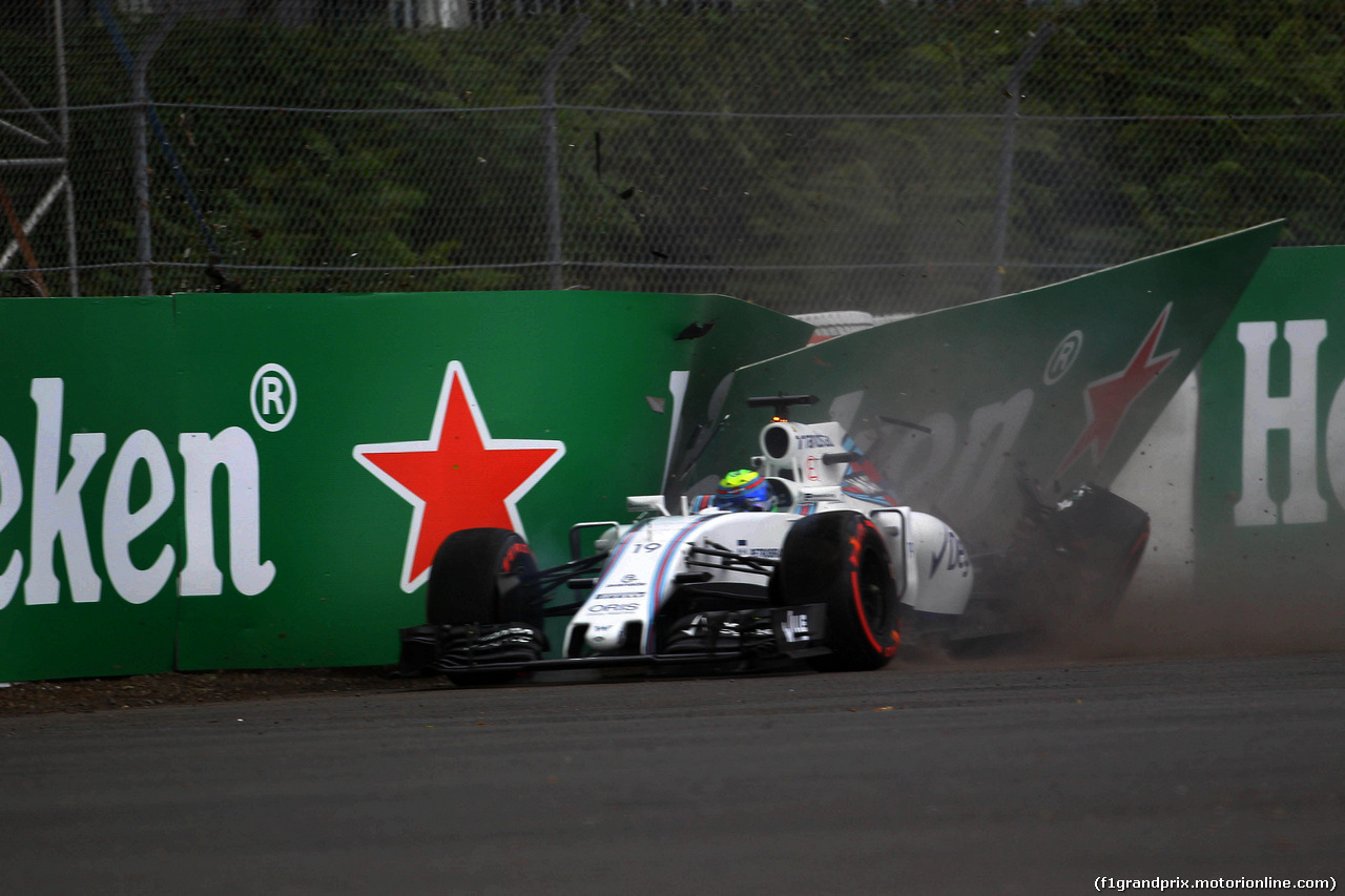 GP CANADA, 10.06.2016 - Prove Libere 1, Crash, Felipe Massa (BRA) Williams FW38