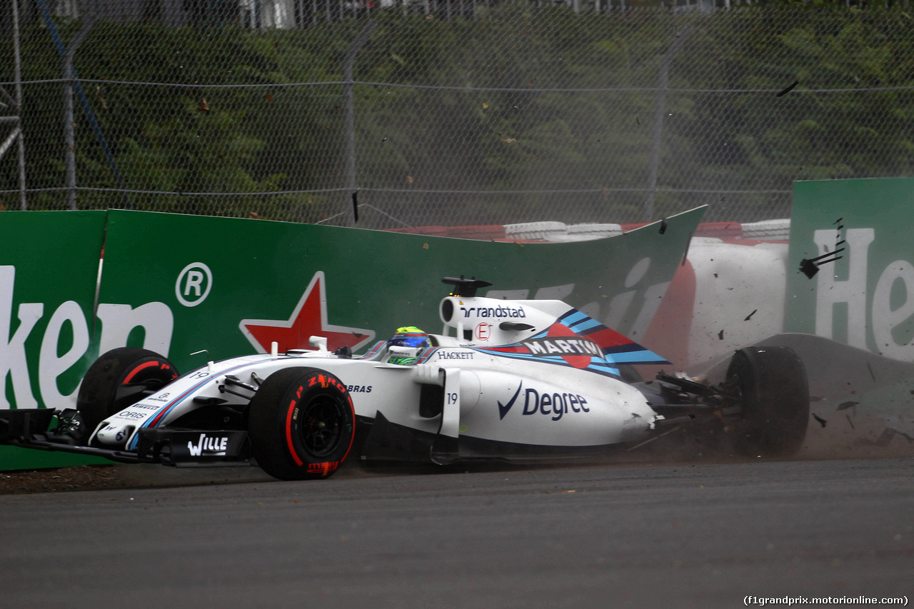 GP CANADA, 10.06.2016 - Prove Libere 1, Crash, Felipe Massa (BRA) Williams FW38